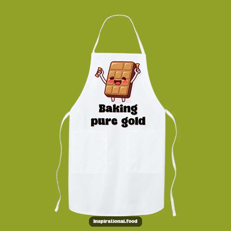 Funny Chocolate Chef Apron: Beaming Bar's Golden Wrapper Victory, Fun Kitchen Accessory, Great Funny Gift