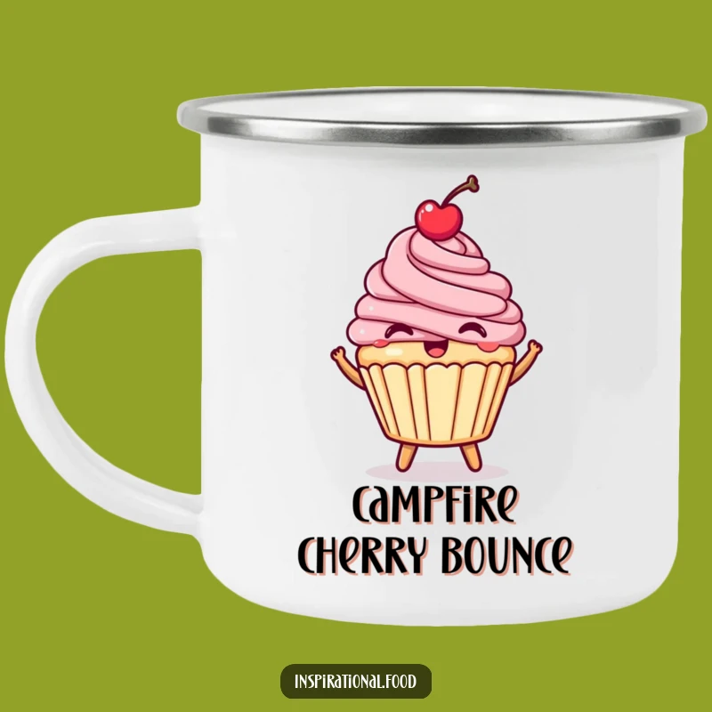 Funny Happy Cupcake Camping Mug: Sweet Adventures with a Bouncing Treat