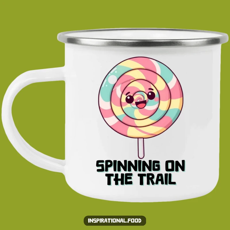 Funny Swirling Lollipop Camping Mug: Happy Sweet Outdoor Gift Mug