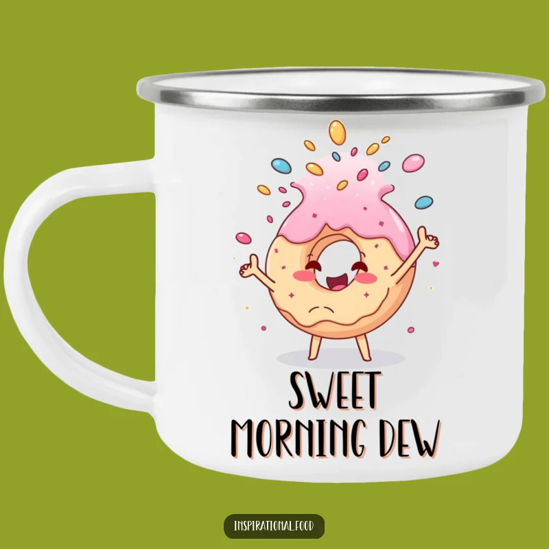 Funny Donut Camp Mug: Cheerful Sugar Toss Enamel Cup, Dessert Gift