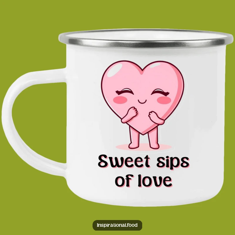 Funny Candy Heart Camping Mug: Durable Sweetness & Kisses - Outdoor Gift