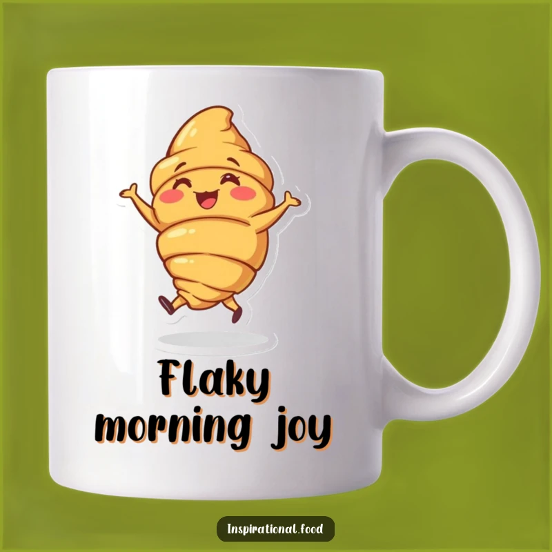 Funny Croissant Jig Mug: Joyous Pastry Character, Baking Gift!