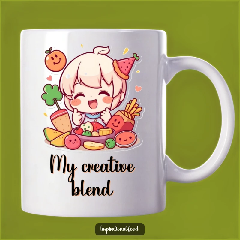 Funny Food Arranger Mug - Happy Character Playfully Decorates Your Coffee