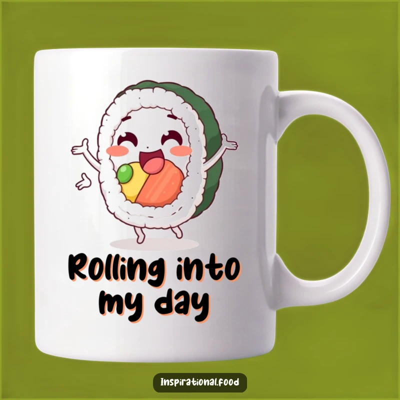 Funny Sushi Loop Mug: Delighted Character in Motion, Japanese Food Gift
