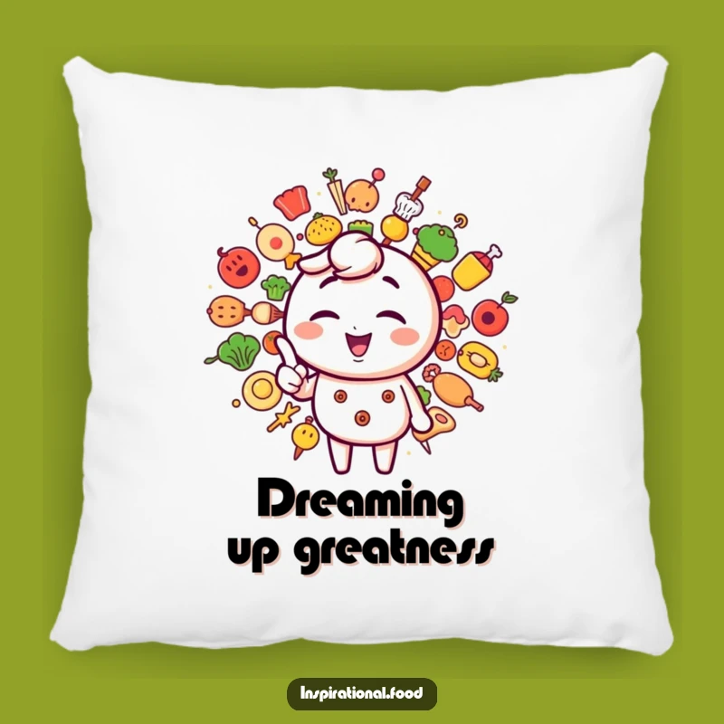 Funny Comfort Pillow: Winking Foodie Character & Creative Icons for Cozy Spaces