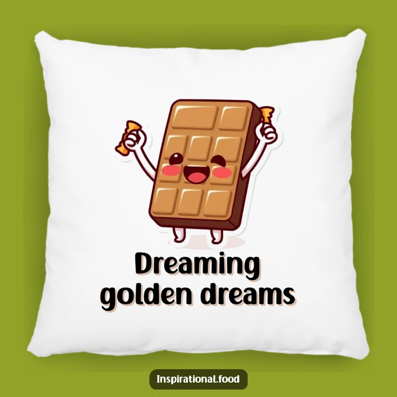 Funny Chocolate Comfort Pillow: Beaming Bar's Golden Wrapper Hug, Perfect Cozy Funny Gift