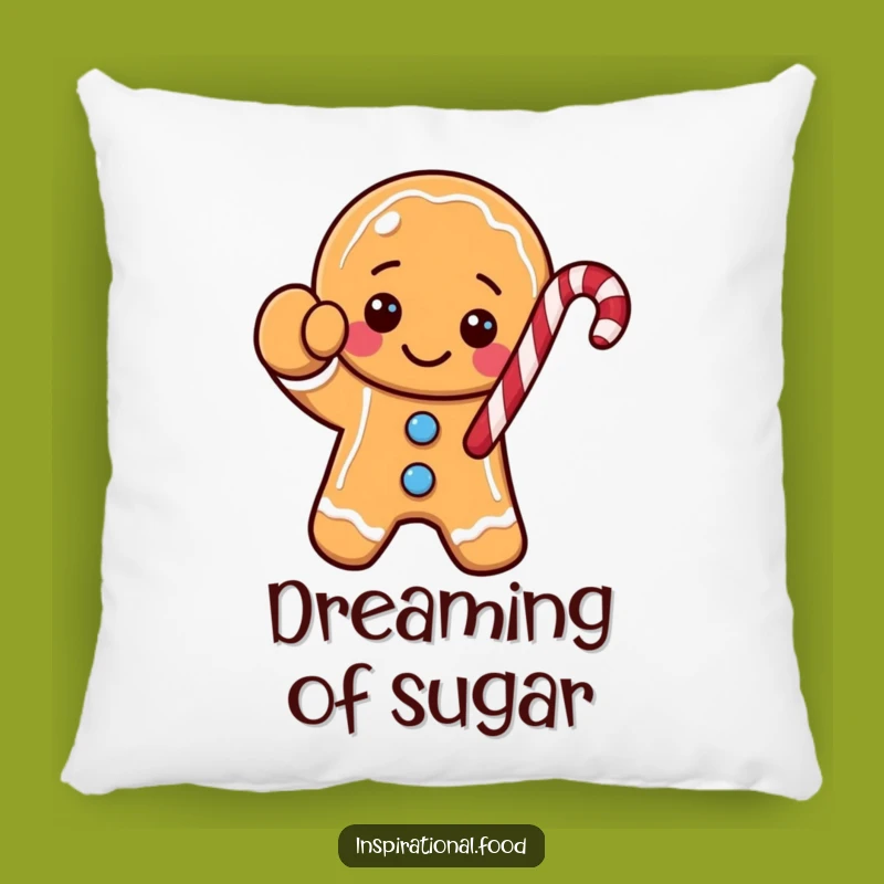 Funny Gingerbread Cookie Pillow - Cozy Candy Cane Character Cushion