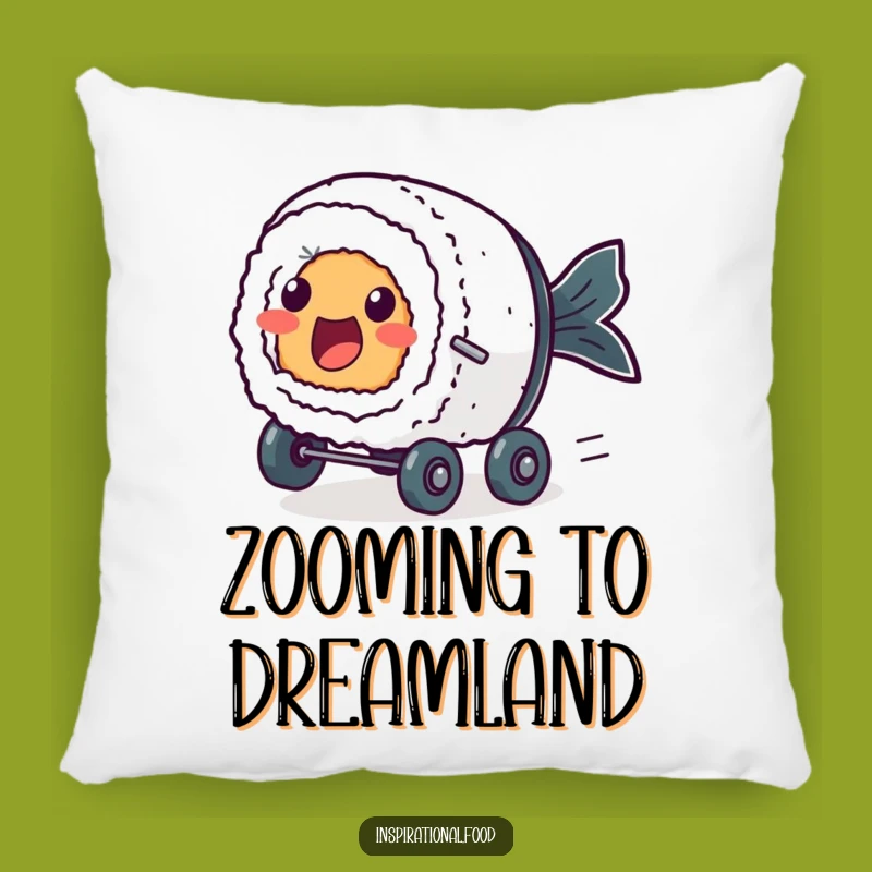 Funny Zooming Sushi Pillow: Cozy Up with Speedy Sushi Humor