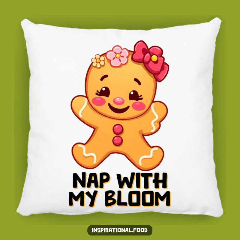 Funny Gingerbread Man Pillow: Cuddle Up with a Grin and a Beautiful Bloom