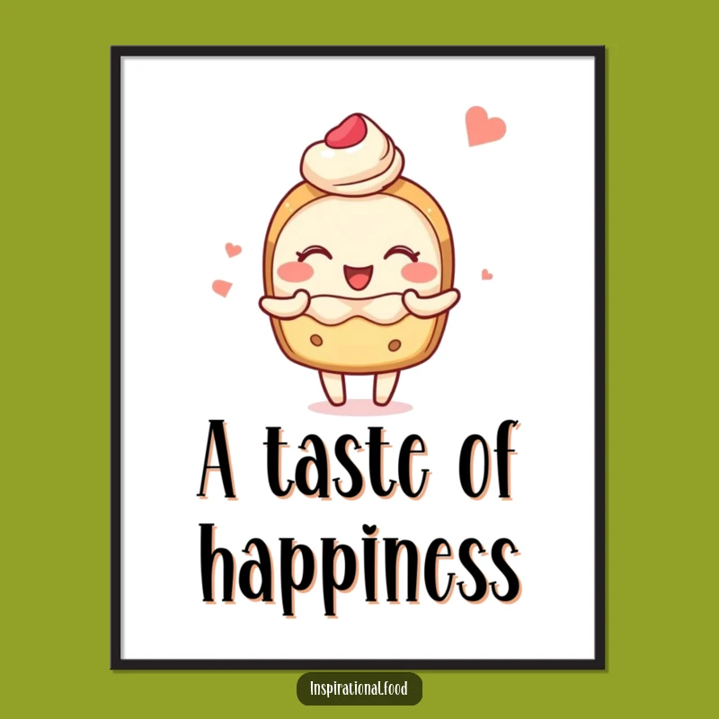 Funny Blushing Pastry Digital Art - Instant Joyful Foodie Decor