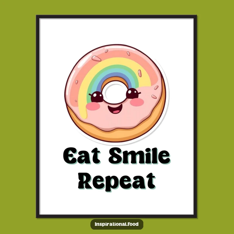 Funny Doughnut Rainbow Glaze Digital Art: Instant Joyful Decor for Your Home