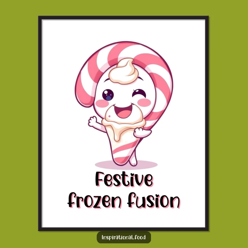 Funny Candy Cane Ice Cream Digital Art: Instant Sweet Holiday Humor Download, Unique Funny Gift