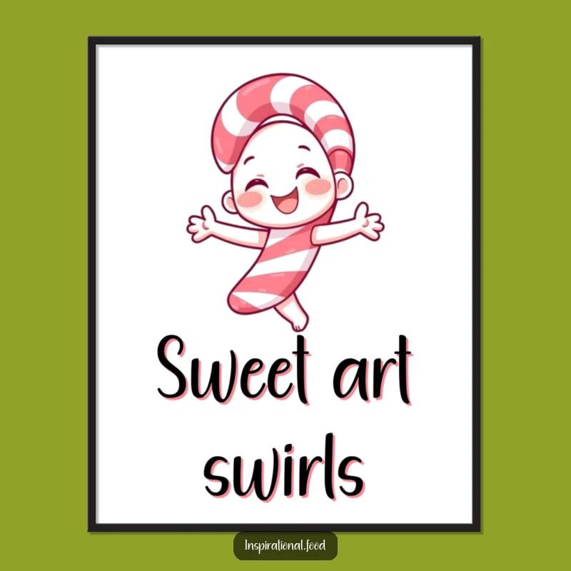 Funny Candy Cane Twirl Digital Art: Instant Holiday Joy for Your Walls