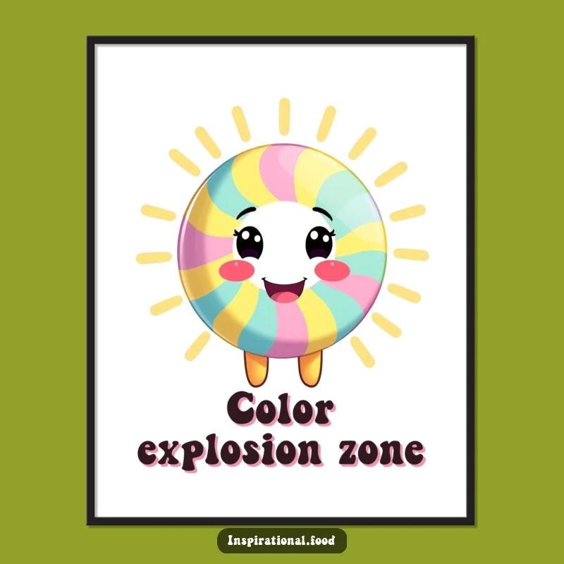 Funny Candy Character Digital Art: Vibrant Energy Wall Decor, Unique Funny Gift