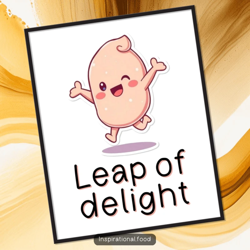 Funny Candy Digital Art Print of a vibrant candy character in a joyful leap, offering instant cheer and a playful artistic touch.