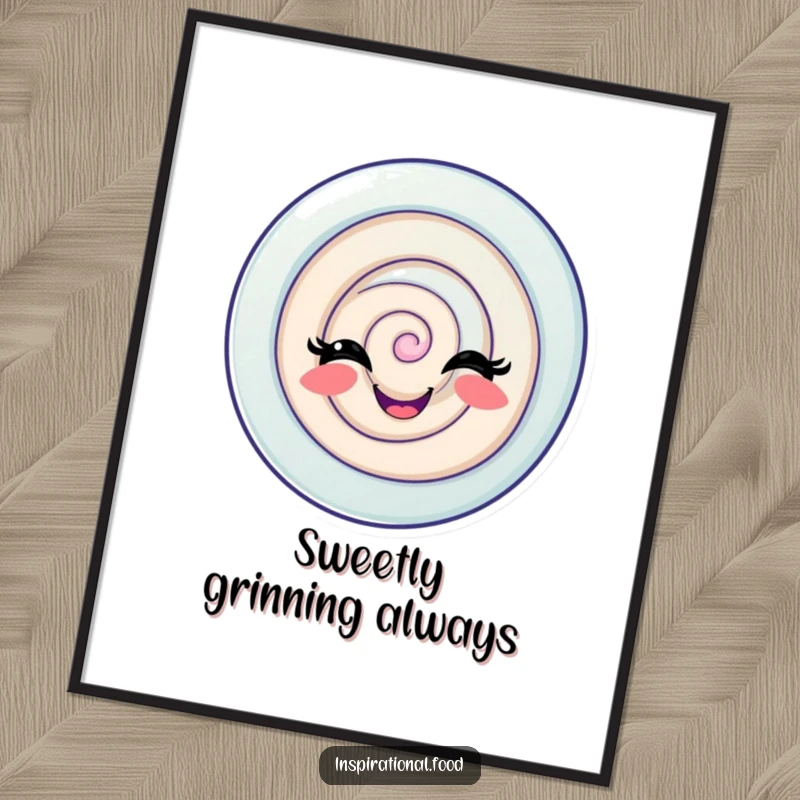 Funny Candy Swirl Digital Art Print of a delighted candy swirl with a playful grin, perfect for fun and sweet decor.
