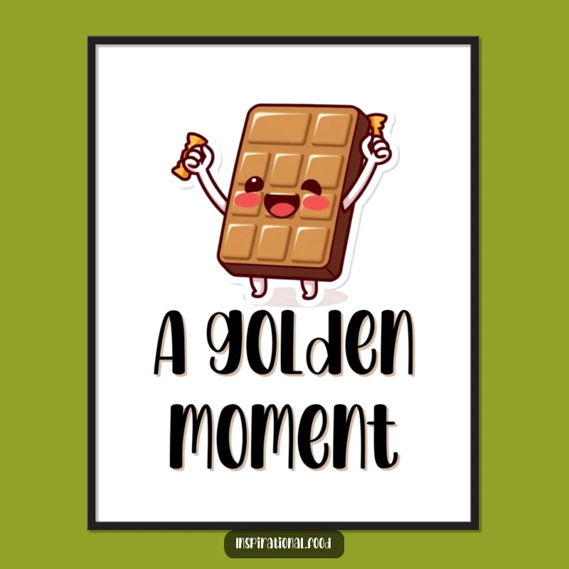 Funny Chocolate Victory Art: Beaming Bar's Golden Wrapper Digital Print, Stunning Funny Gift