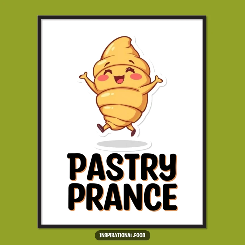 Funny Croissant Jig Digital Art: Dancing Pastry Character, Instant Gift!