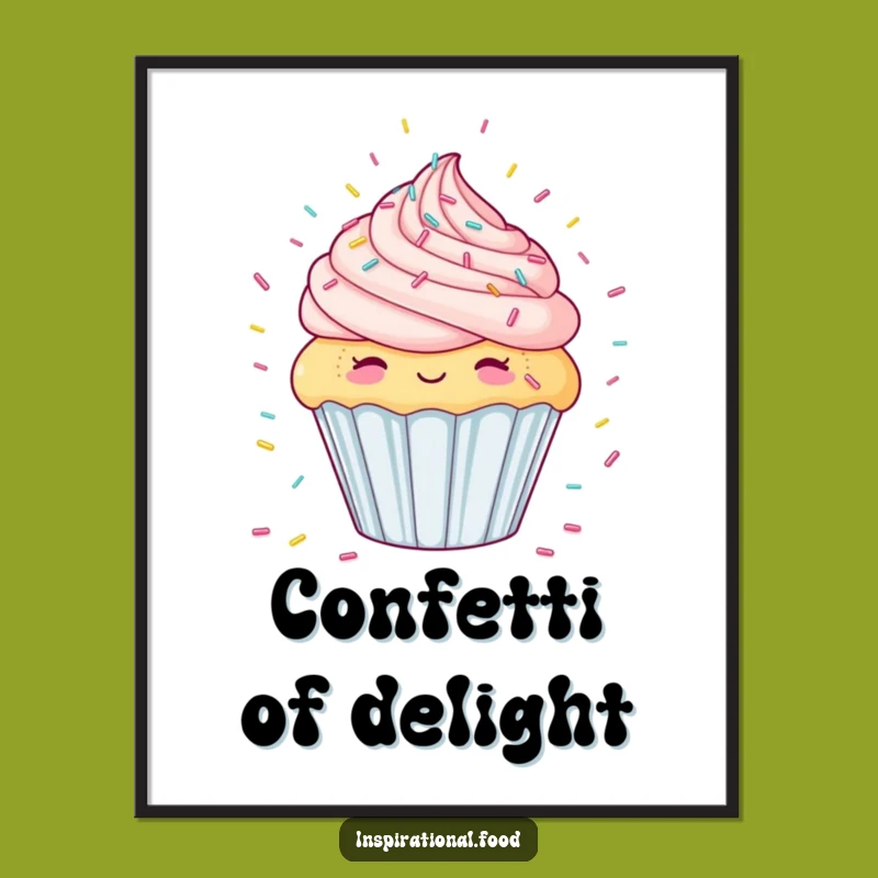 Funny Cupcake Sprinkle Shower Digital Art - Whimsical Sweet Pastry Print