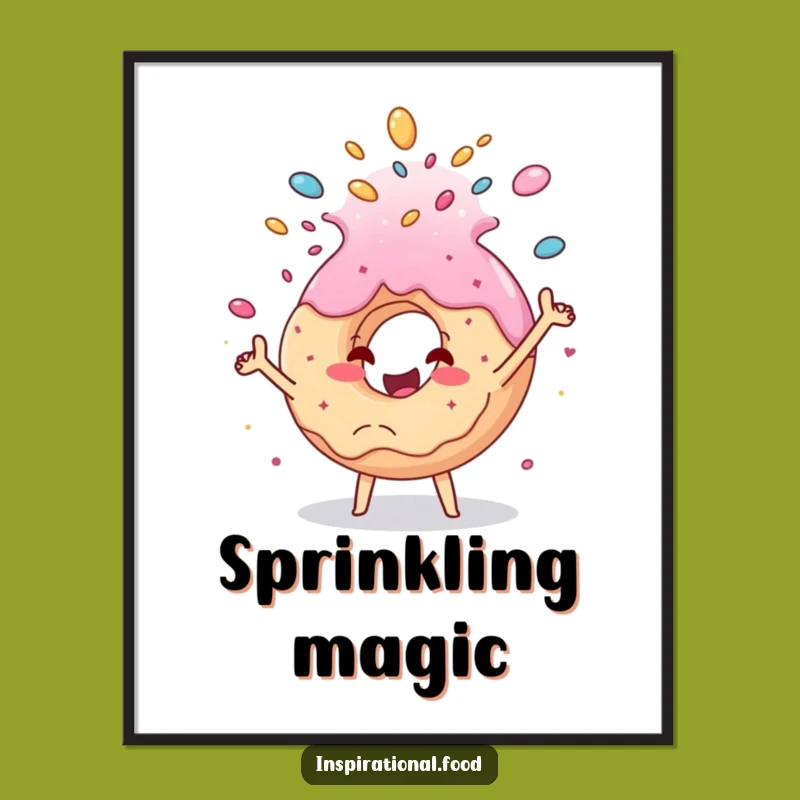 Funny Donut Cascade Digital Art: Cheerful Sugar Print, Dessert Decor