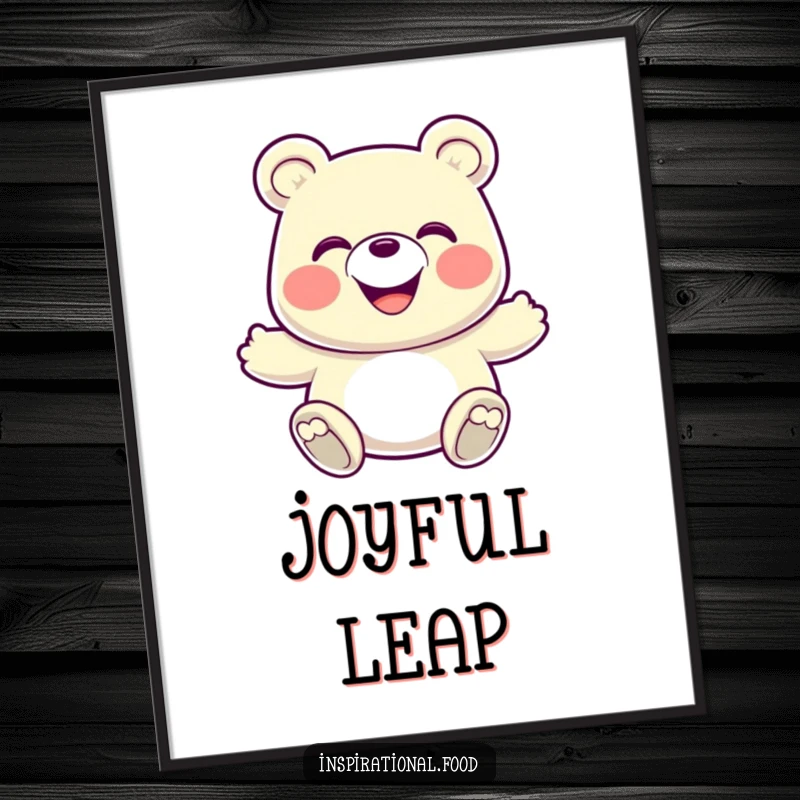 Funny Digital Art: A grinning gummy bear in an energetic bounce, bringing instant playful energy and cheer to wall decor.