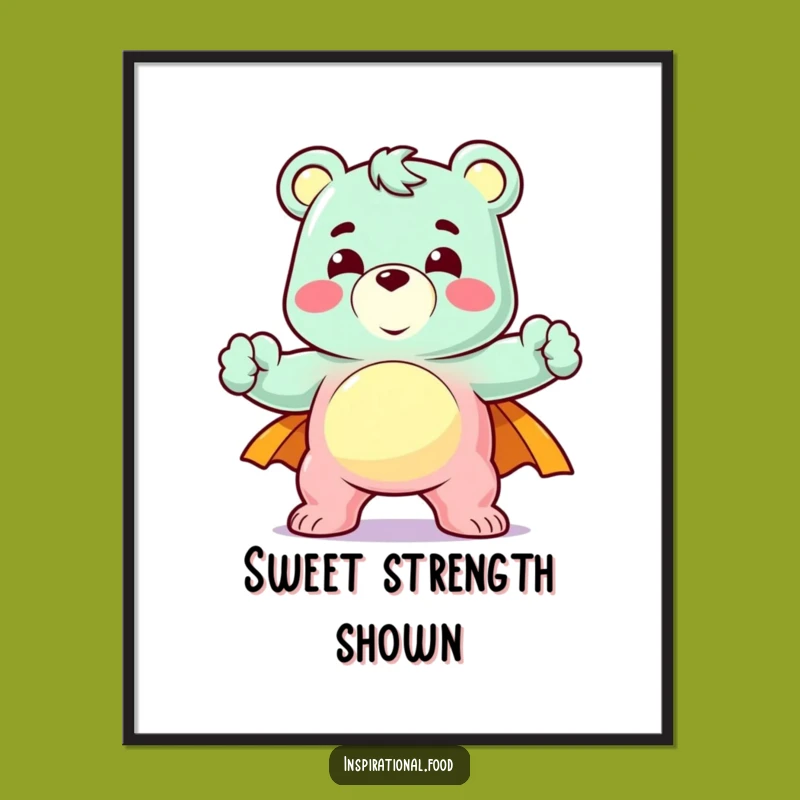 Funny Gummy Bear Digital Art - Heroic Pose Print Gift