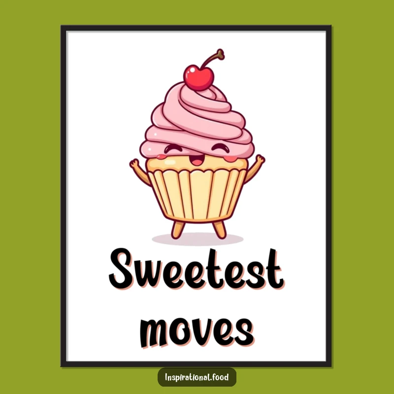 Funny Happy Cupcake Digital Art: Bouncing Dessert Print for Instant Joy