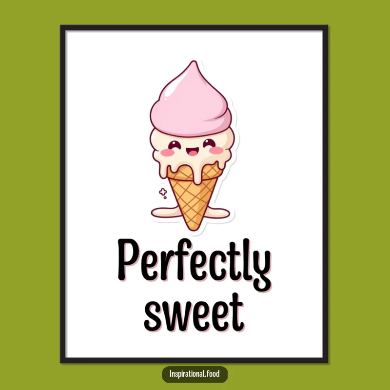 Funny Ice Cream Art Digital Print: Beaming Cone's Sweet Melt, Instant Dessert Decor