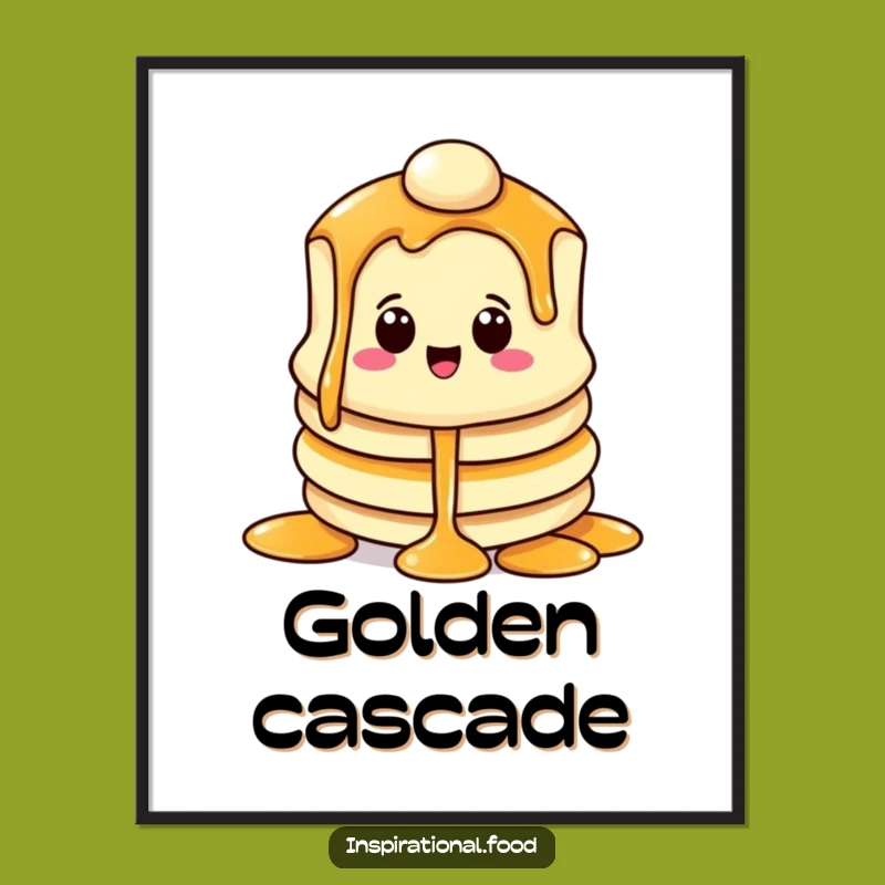 Funny Pancake Smile Digital Art: Syrup Cascade Character, Instant Gift!