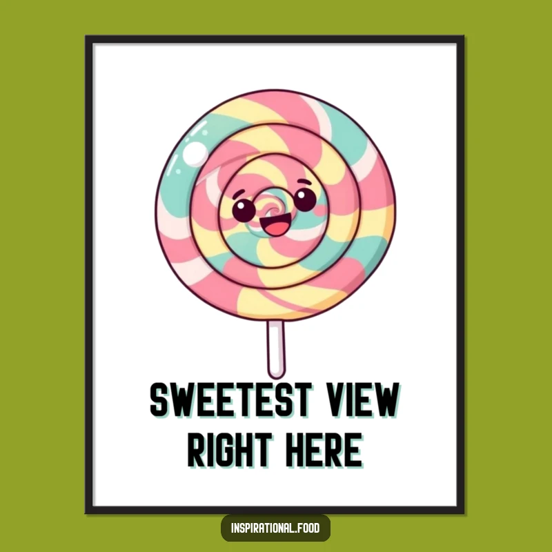 Funny Swirling Lollipop Digital Art: Happy Candy Print, Perfect Decor Gift