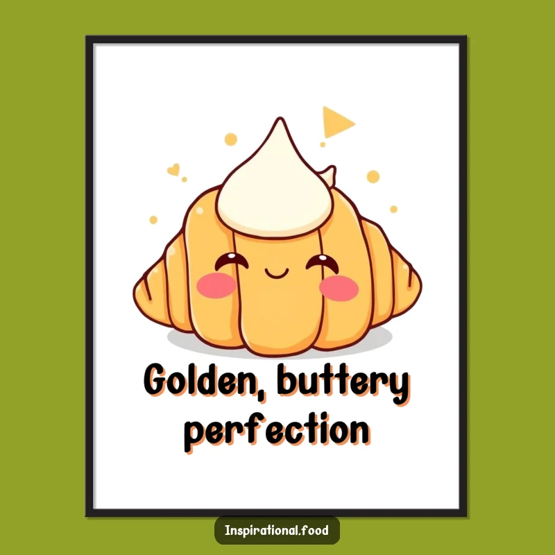 Funny Croissant Butter Mountain Digital Art - Whimsical Pastry Dream Print