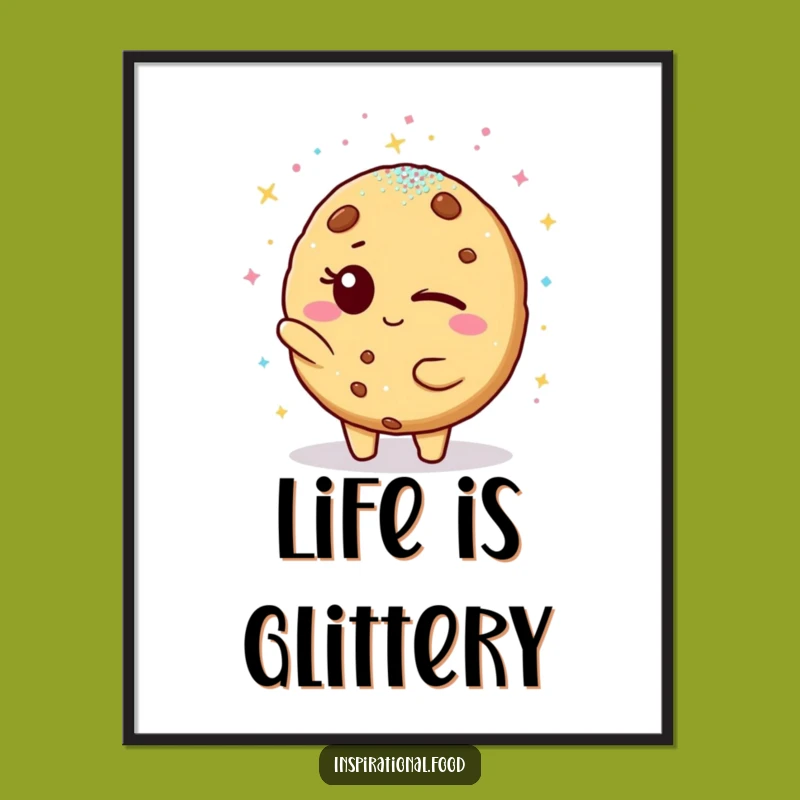 Funny Cookie Glitter Shower Digital Art - Hilarious Decor, Instant Laugh Gift