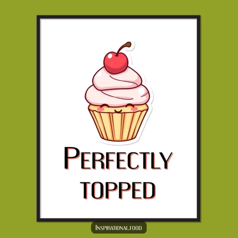 Funny Cupcake Cherry Digital Art - Instant Adorable Print Gift