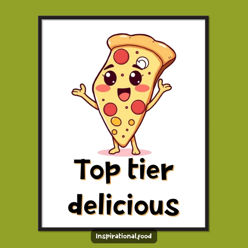 Funny Pizza Art Digital Print: Proud Slice's Topping Glory, Instant Foodie Decor