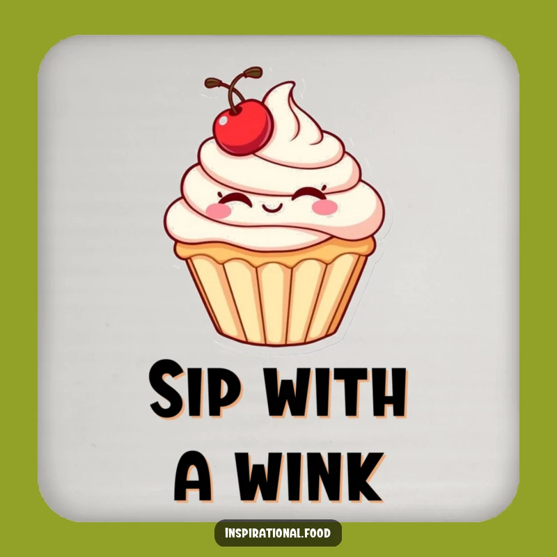 Funny Cupcake Wink Coaster: Protect Surfaces with a Sweet Wink