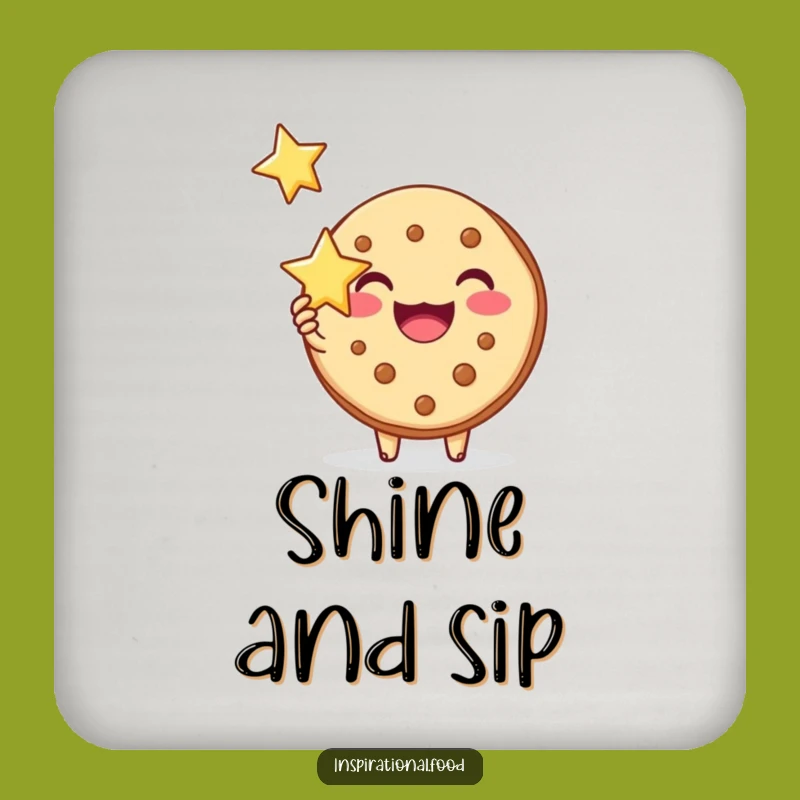 Funny Inspiration Coaster: Joyous Cookie's Star Protection, Motivational Table Decor