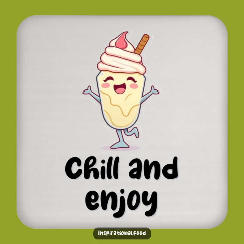 Funny Sundae Dance Coaster: Joyful Ice Cream Character, Protect Surfaces with Humor, Great Funny Gift