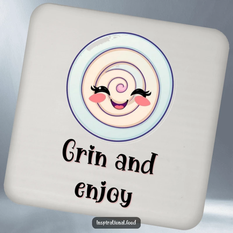 Funny Candy Swirl Coasters featuring a delighted candy swirl with a playful grin, adding sweet charm and surface protection.