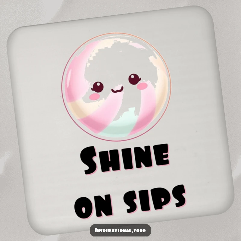 Funny Coaster: Features a beaming hard candy with a shimmering surface, offering sparkling protection and decorative flair.