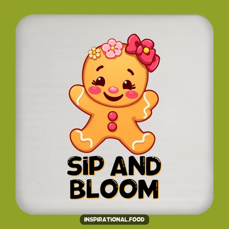 Funny Gingerbread Man Coaster: Protect Surfaces with a Grin and a Blooming Touch