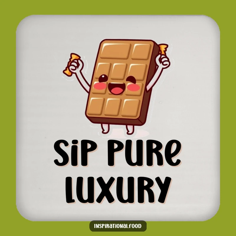 Funny Chocolate Celebration Coaster: Beaming Bar's Golden Wrapper, Protect Surfaces with Humor, Great Funny Gift