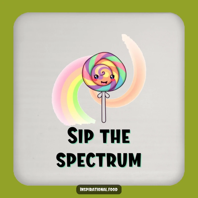 Funny Rainbow Lollipop Drink Coaster - Protect Surfaces with Sweet Art
