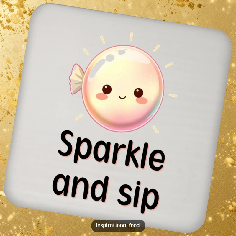 Funny coaster with a beaming, shimmering hard candy, offering stylish protection for surfaces.