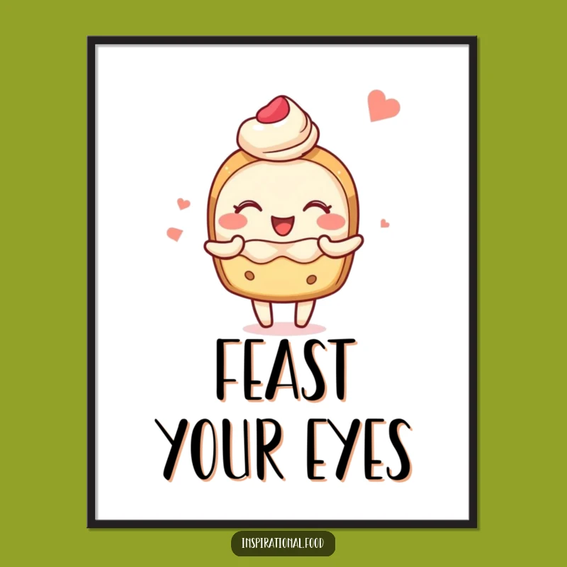 Funny Blushing Pastry Poster - Decorate with Joyful Food Art