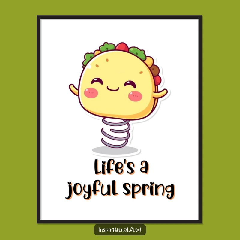 Funny Bouncing Taco Poster: Add a Spring to Your Wall Decor