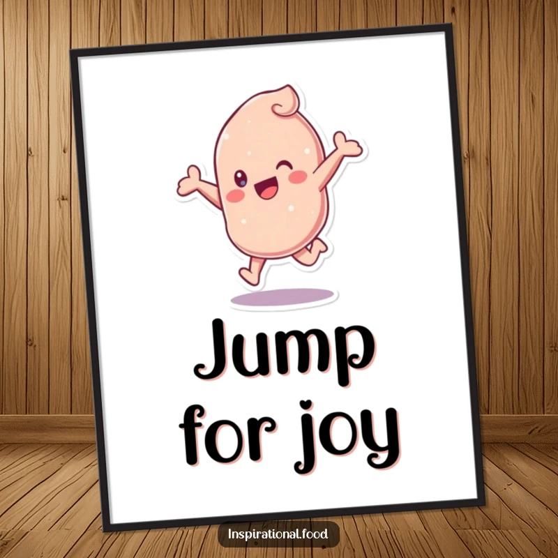 Funny Candy Poster showcasing a dynamic candy character mid-leap, bringing vibrant energy and happiness to any wall space.
