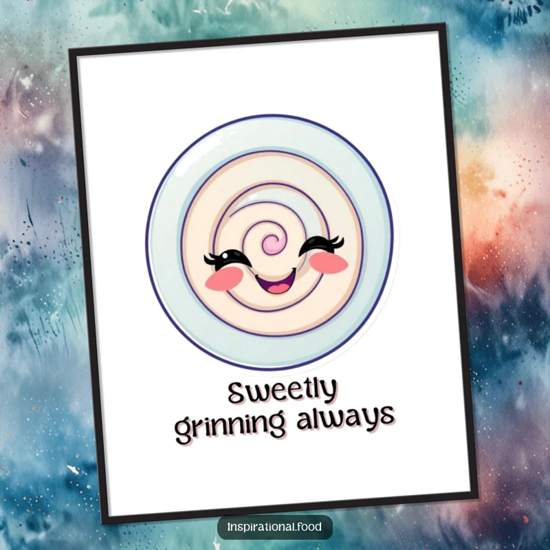 Funny Candy Swirl Poster displaying a delighted candy swirl with a playful grin, perfect for fun and sweet wall art.