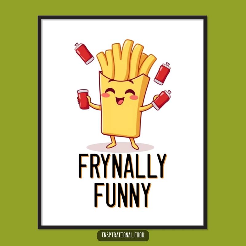 Funny Fry Juggling Poster: Ketchup Packets Art, Whimsical Gift!
