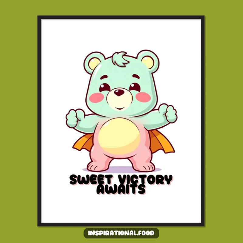 Funny Gummy Bear Art Print - Heroic Pose Wall Decor Gift