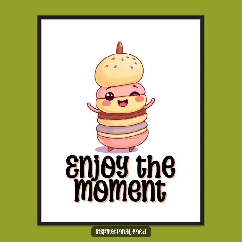 Funny Macaron Tower Art Print - Cheerful Spin Wall Decor Gift